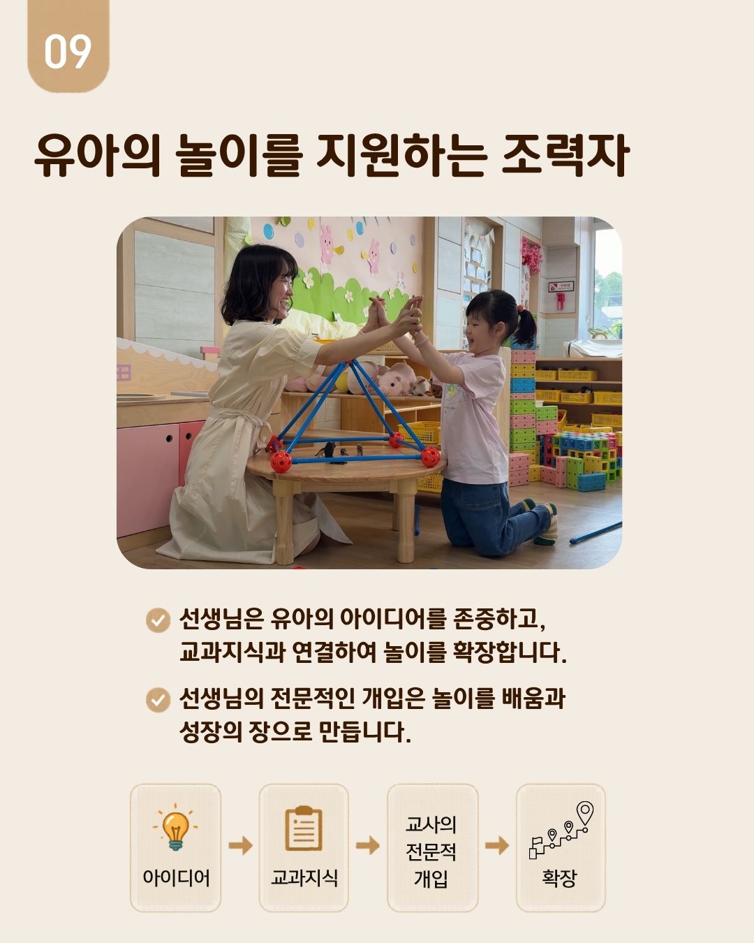 [현장콘텐츠 2-카드뉴스] 유아의 자유놀이를 지원하는 선생님 카드뉴스 9번째 이미지